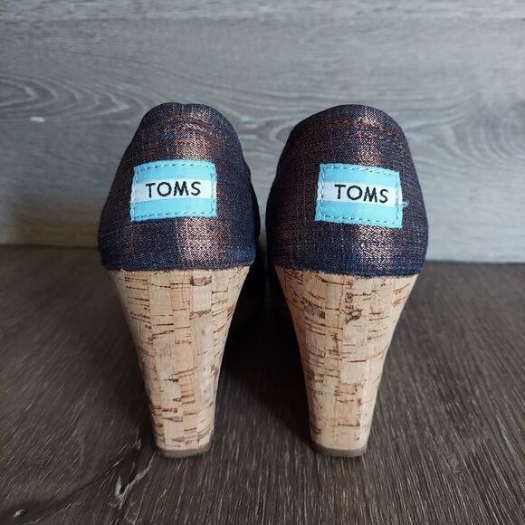 Toms Calypso Peep Toe Copper Wedges - Picture 5 of 9